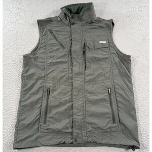 Columbia Omni-Shade Vest Men's Medium Olive Green Sleeveless Full Zip Utility